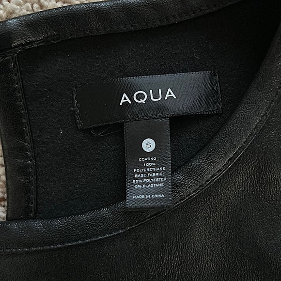 Aqua NWT Sexy Black Faux Leather Long Sleeve Shirt Top **Size S** 🔥🔥 - Picture 3 of 4